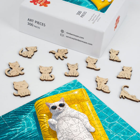 Cool Cat Summer - Wooden Jigsaw Puzzle
