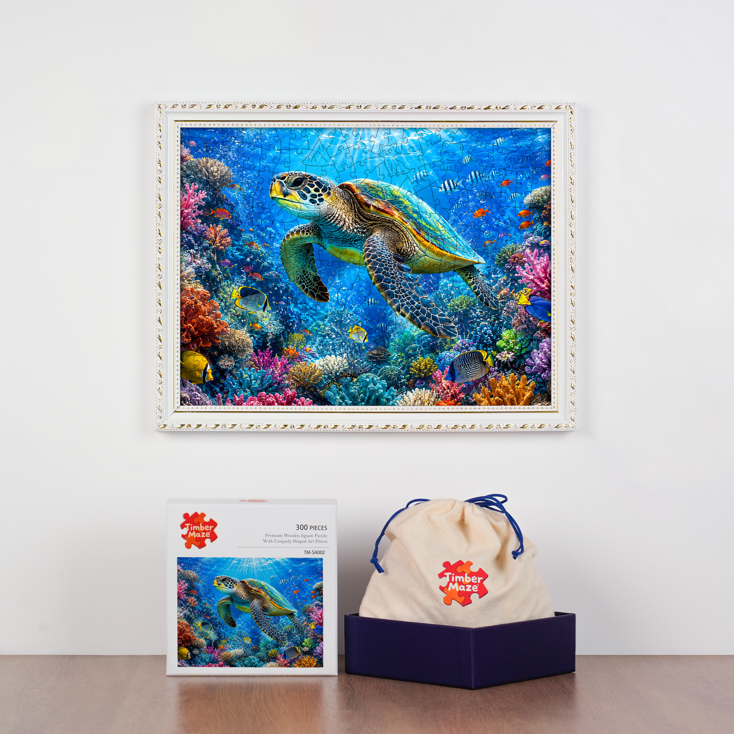 Coral Sea Turtle - Wooden Jigsaw Puzzle