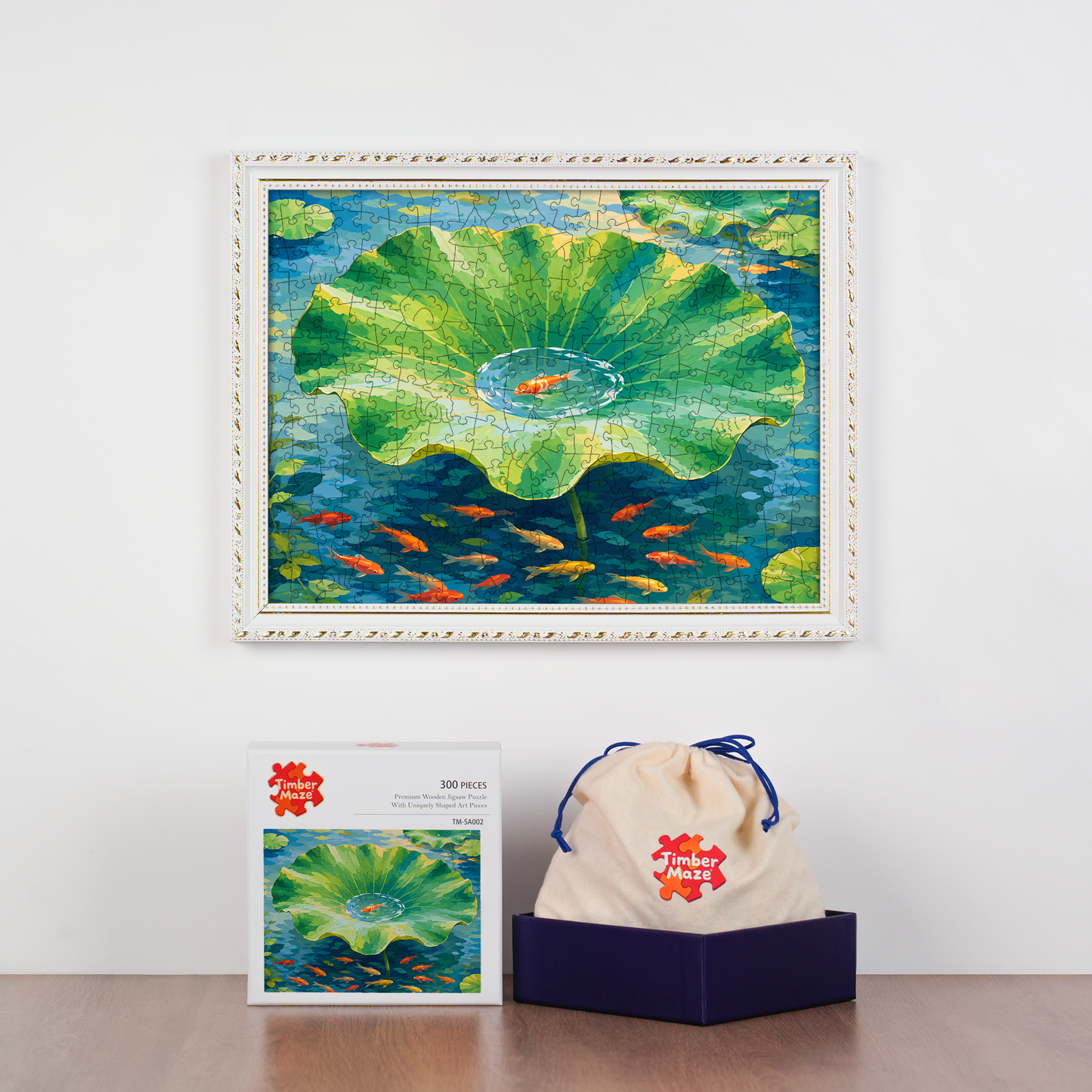 Fish on Lotus Leaf - Wooden Jigsaw Puzzle
