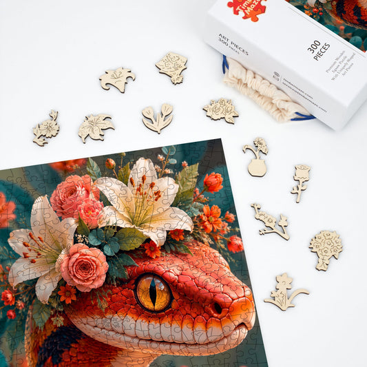 Floral Serpent - Wooden Jigsaw Puzzle
