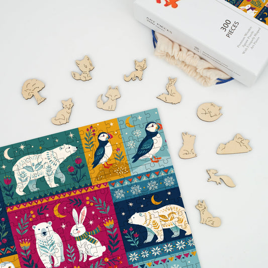 Folk Arctic Friends - Wooden Jigsaw Puzzle