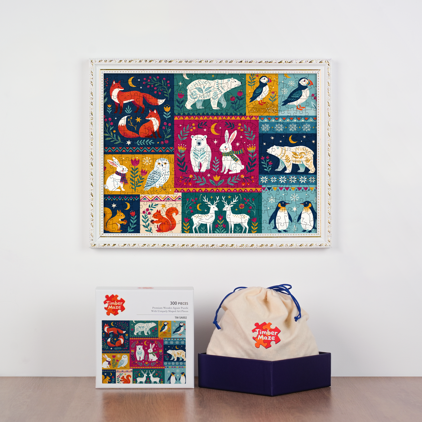 Folk Arctic Friends - Wooden Jigsaw Puzzle