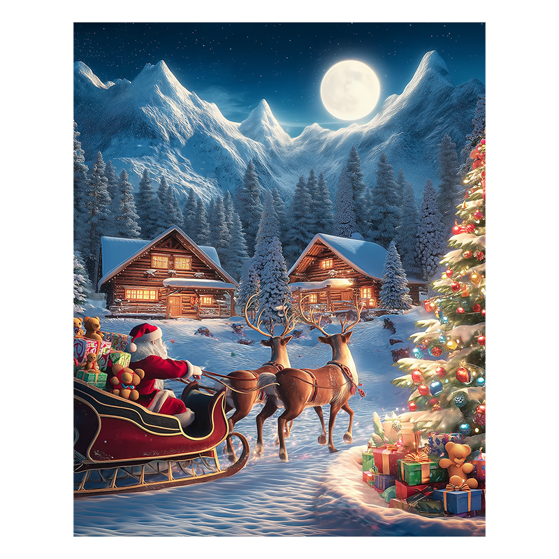 Santa's Sleigh Ride - Wooden Jigsaw Puzzle