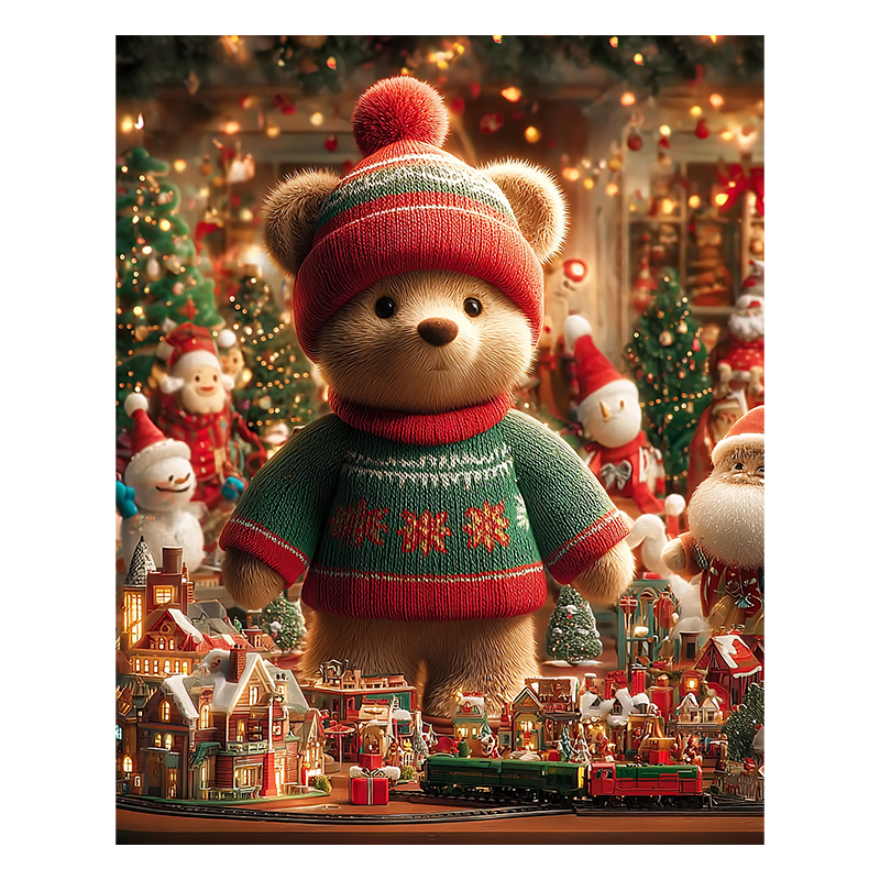 Teddy's Holiday Village - Wooden Jigsaw Puzzle