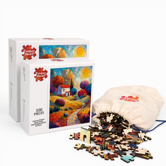 Cubist Country Home - Wooden Jigsaw Puzzle