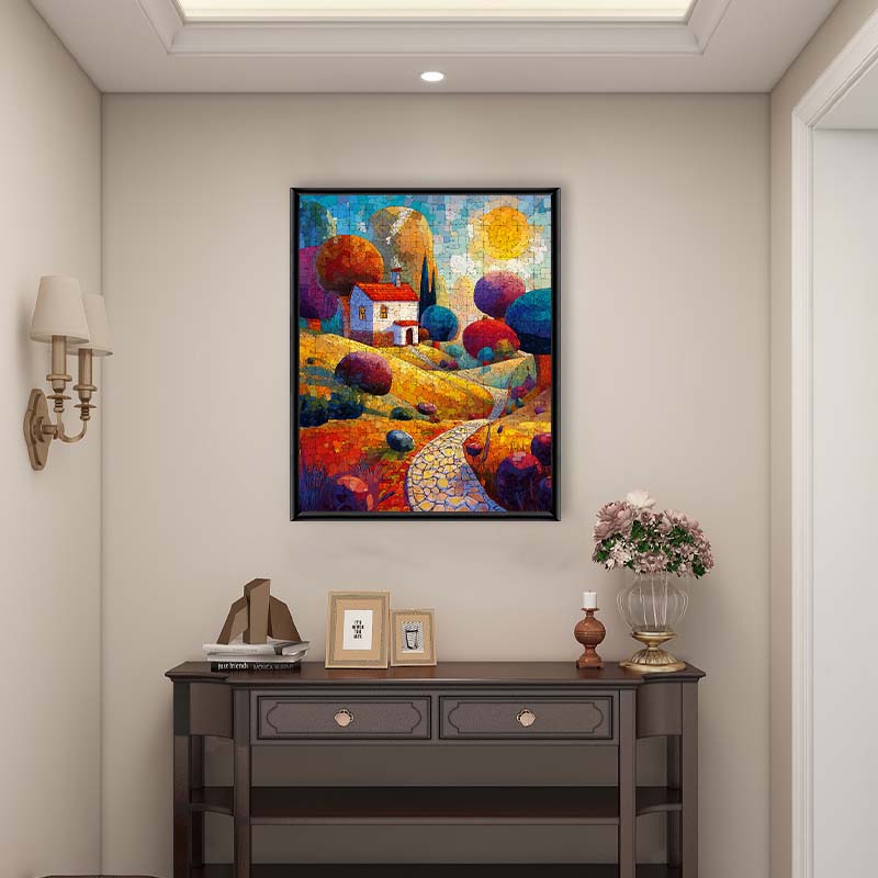 Cubist Country Home - Wooden Jigsaw Puzzle