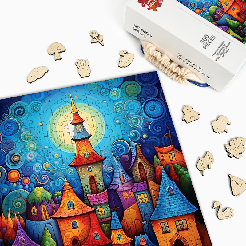 Fantasy Town - Wooden Jigsaw Puzzle