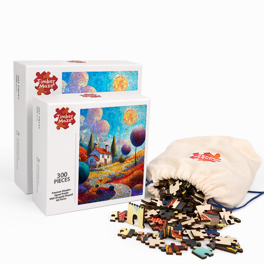 Geometric Garden Retreat - Wooden Jigsaw Puzzle