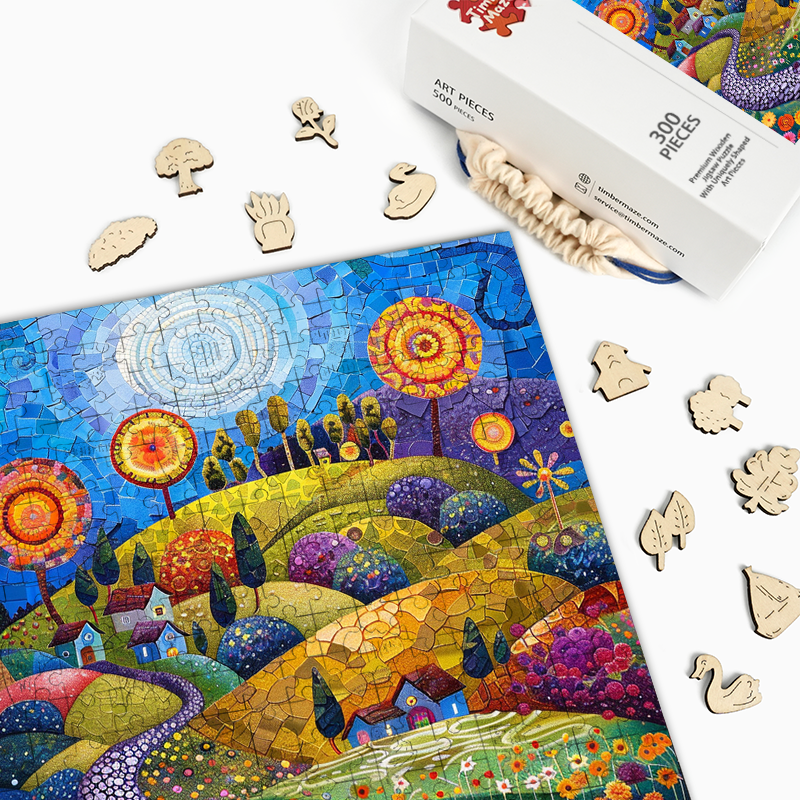 Mosaic Sunflower Valley - Wooden Jigsaw Puzzle