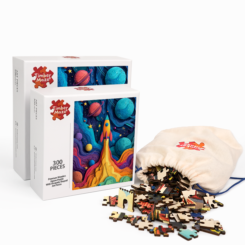 Space Rocket - Wooden Jigsaw Puzzle