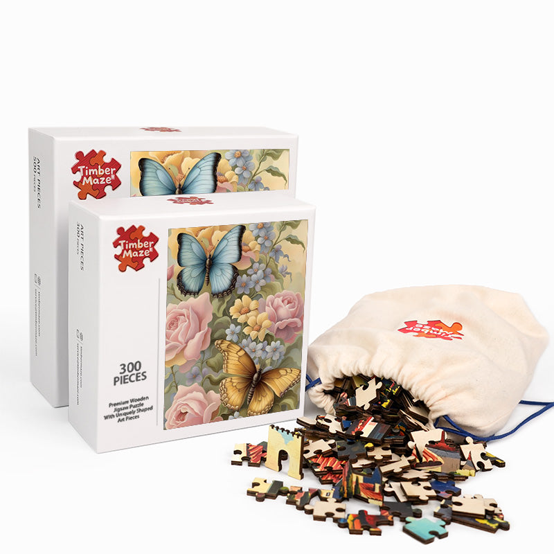 Flowers Butterflies - Wooden Jigsaw Puzzle