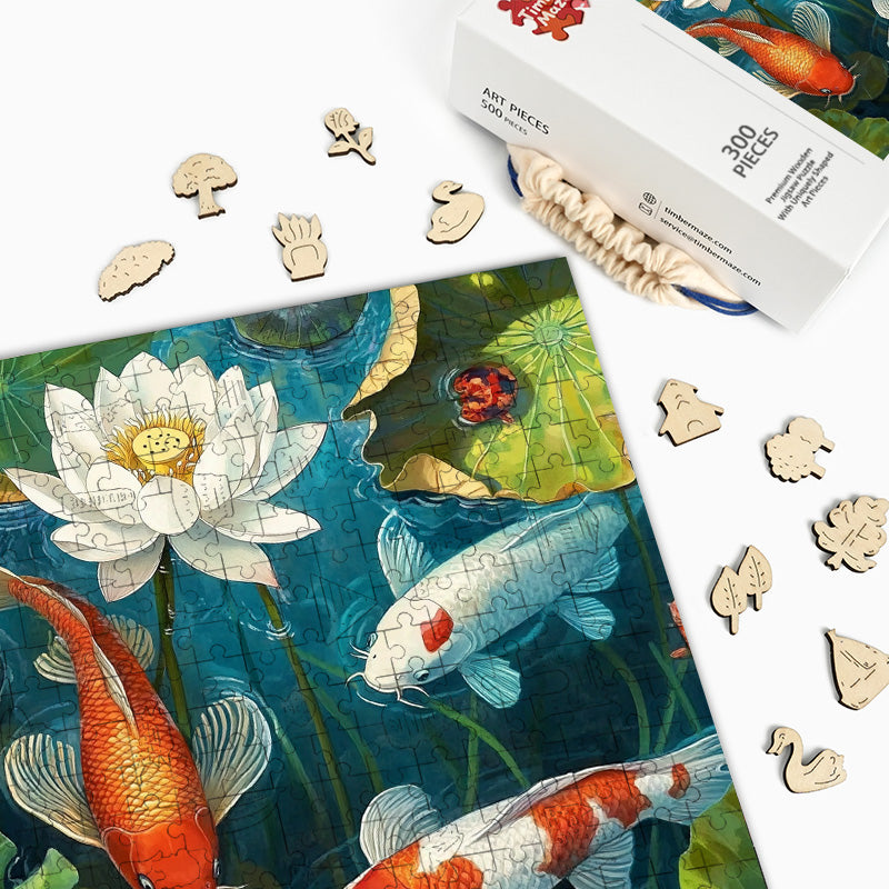Koi in the Pond - Wooden Jigsaw Puzzle