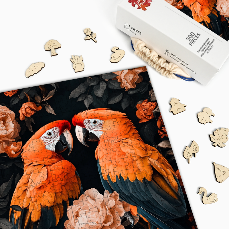 Parrot Couple - Wooden Jigsaw Puzzle