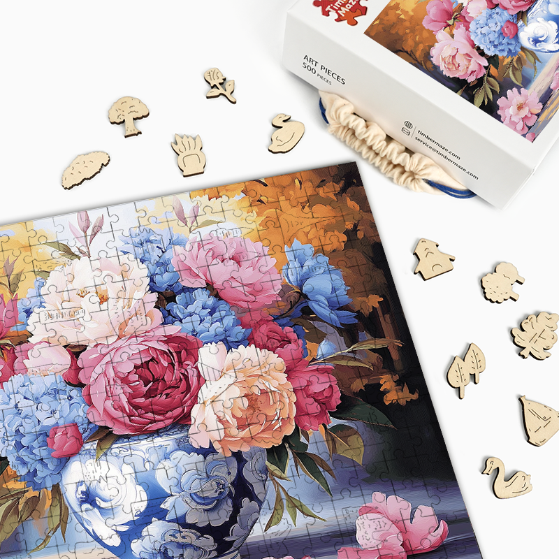Peony Vase - Wooden Jigsaw Puzzle