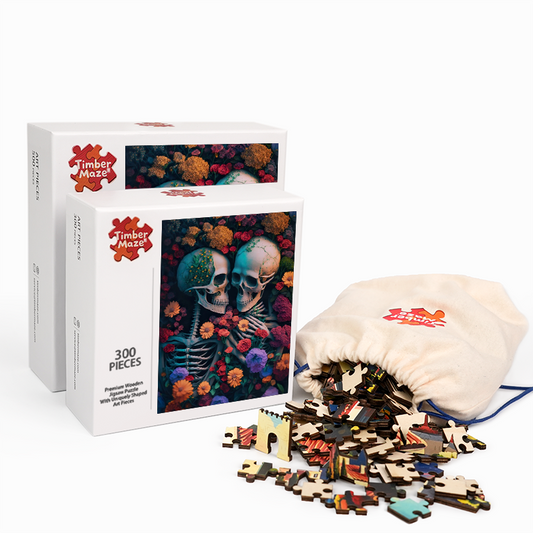 Skeleton Sea of Flowers - Wooden Jigsaw Puzzle