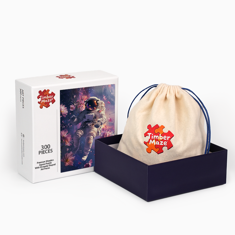 Space Walk in a Dreamlike Cosmos - Wooden Jigsaw Puzzle