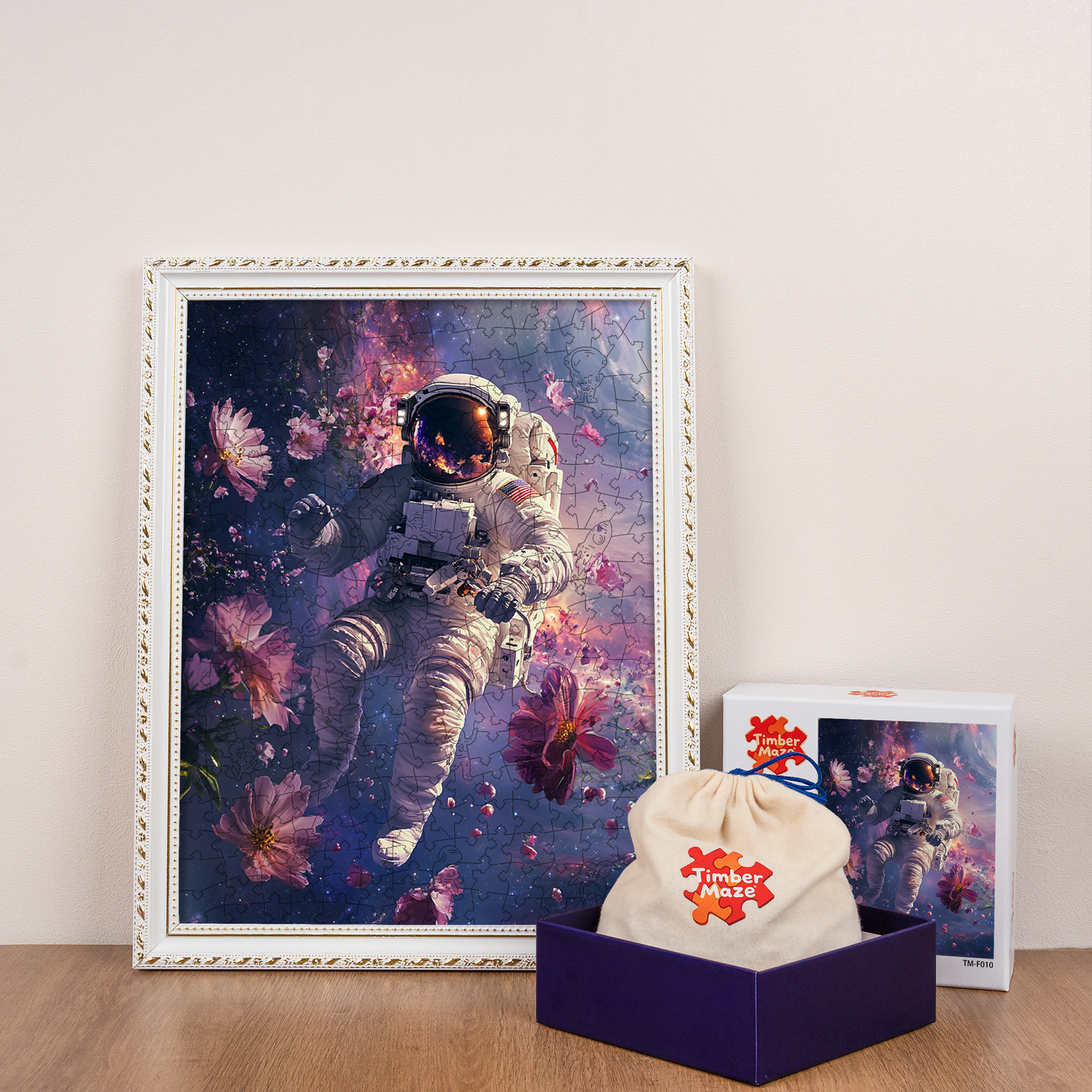 Space Walk in a Dreamlike Cosmos - Wooden Jigsaw Puzzle