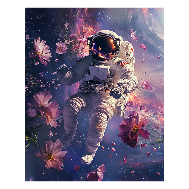 Space Walk in a Dreamlike Cosmos - Wooden Jigsaw Puzzle