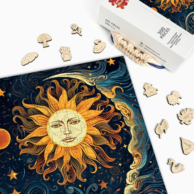 The Sun and Moon Dance Together - Wooden Jigsaw Puzzle