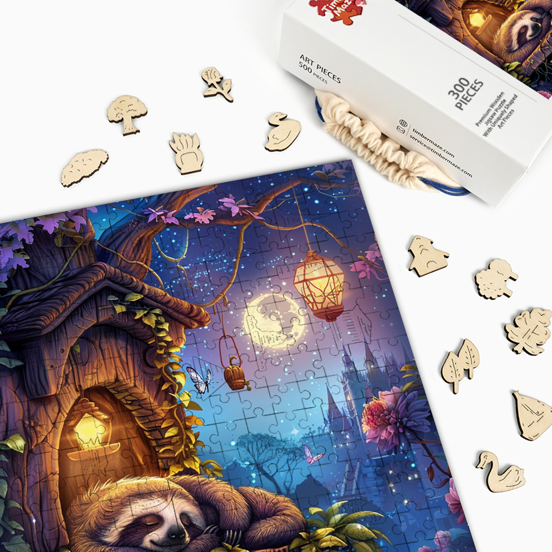 Moonlit Slumber - Wooden Jigsaw Puzzle