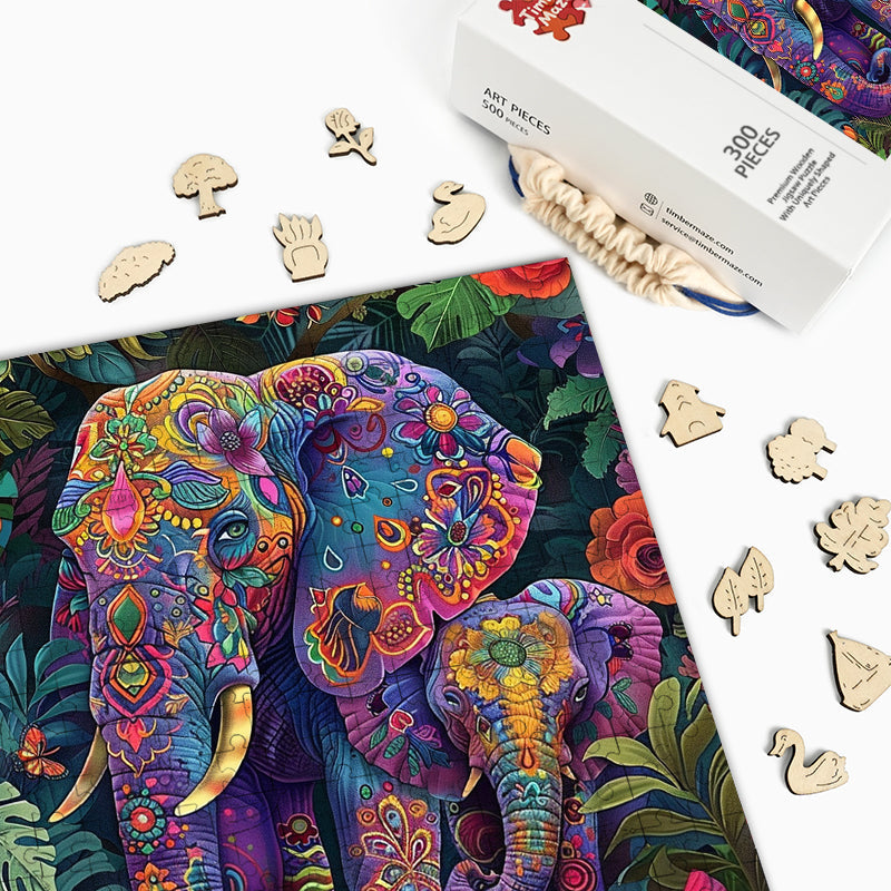 Elephant Tapestry - Wooden Jigsaw Puzzle