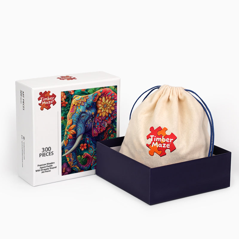 Vivid Elephant - Wooden Jigsaw Puzzle