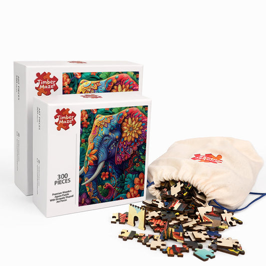 Vivid Elephant - Wooden Jigsaw Puzzle