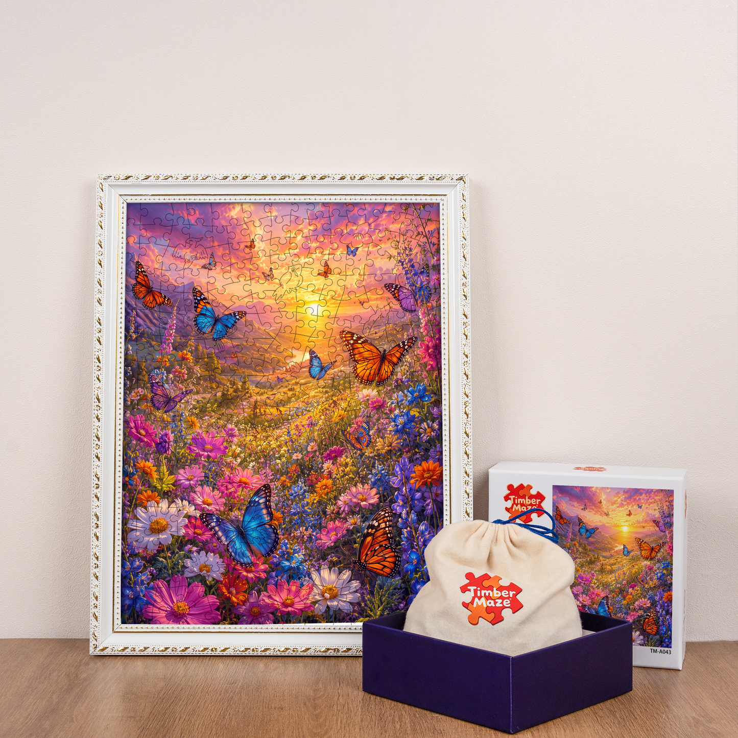 Sunset Butterfly Meadow - Wooden Jigsaw Puzzle