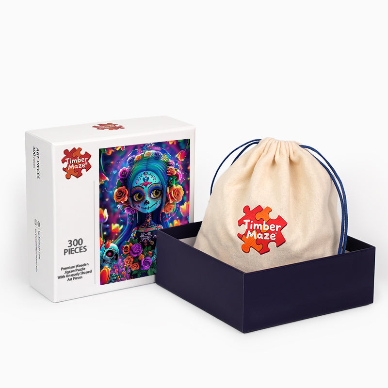 Sugar Skull Girl - Wooden Jigsaw Puzzle