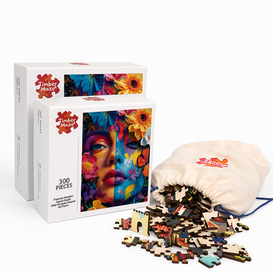 Floral Fantasy Faces - Wooden Jigsaw Puzzle