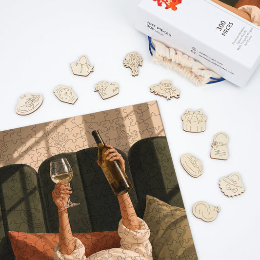 A Toast to Slow Mornings - Wooden Jigsaw Puzzle