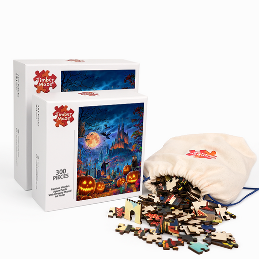 Moonlit Cemetery - Wooden Jigsaw Puzzle