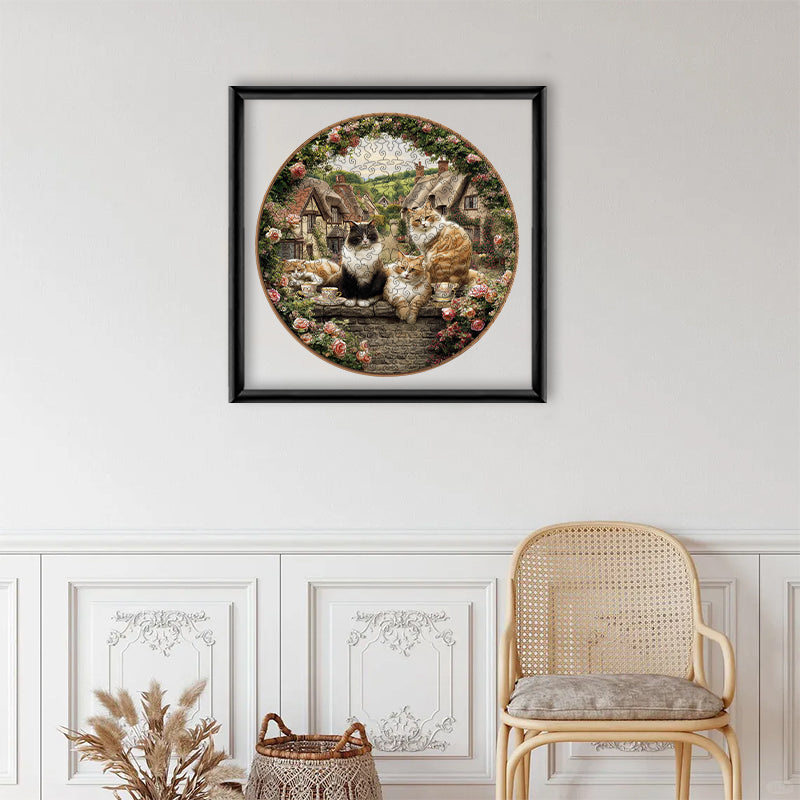 Cats & Tea Time - Wooden Jigsaw Puzzle