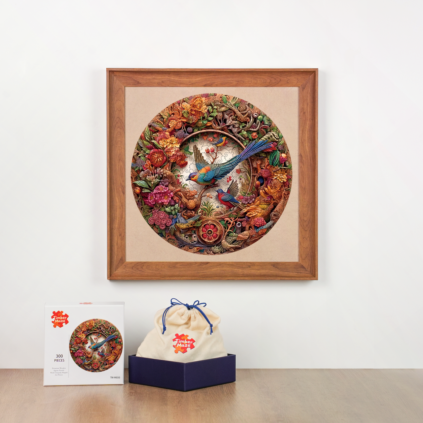 Vintage Floral Aviary - Wooden Jigsaw Puzzle