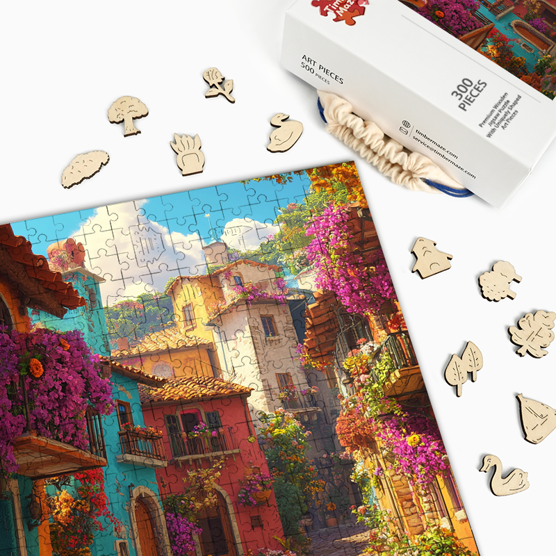 Fresh Flower Town - Wooden Jigsaw Puzzle