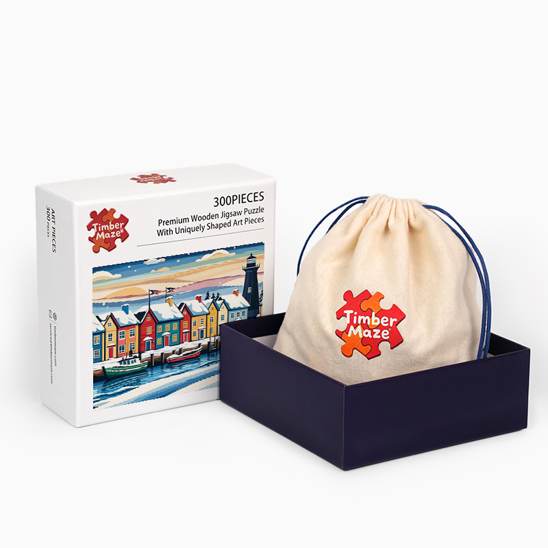 Winter Coastal Village - Wooden Jigsaw Puzzle