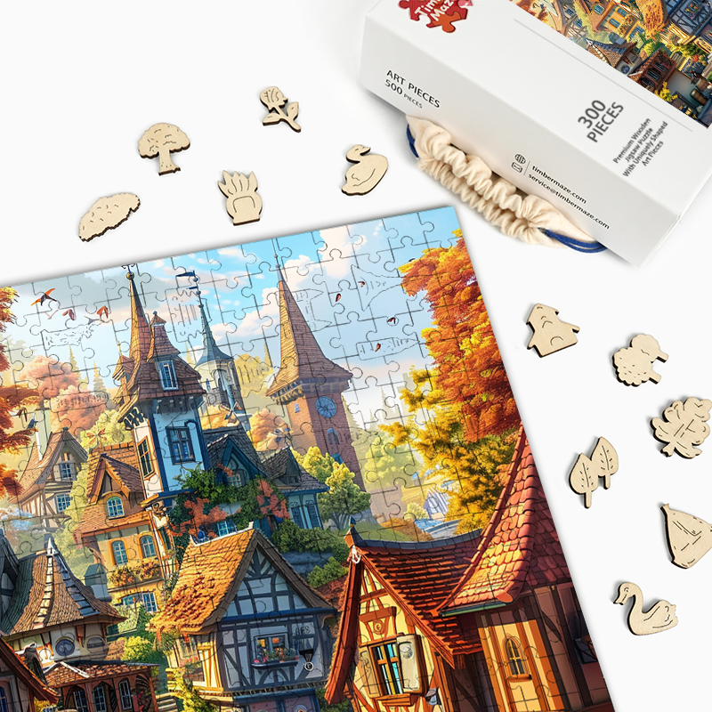 A Storybook Village - Wooden Jigsaw Puzzle
