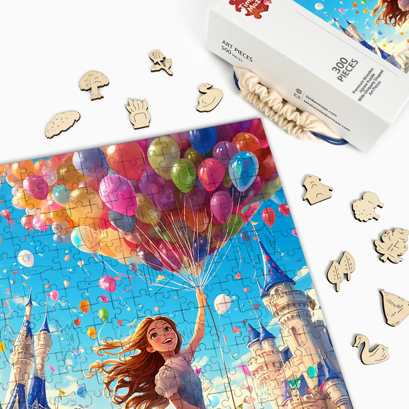Balloon Castle Dream - Wooden Jigsaw Puzzle