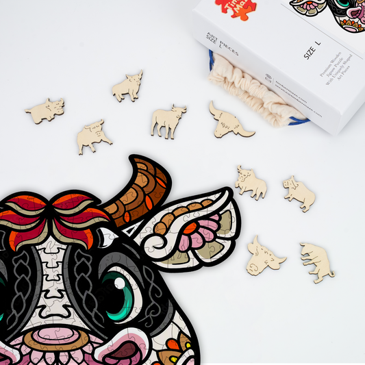 Bull Head Mandala - Wooden Jigsaw Puzzle