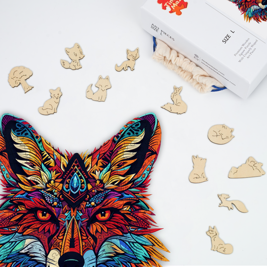 Psychedelic Fox - Wooden Jigsaw Puzzle