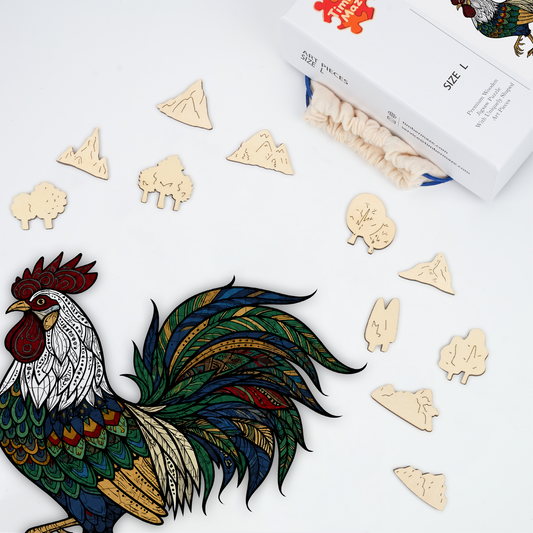 Rooster Feather - Wooden Jigsaw Puzzle
