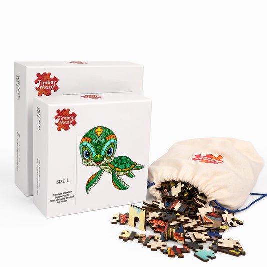 Sea Turtle Totem - Wooden Jigsaw Puzzle