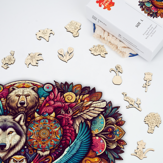 Spirit Animal Mandala - Wooden Jigsaw Puzzle