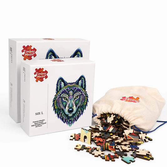 Kaleidoscope Wolf - Wooden Jigsaw Puzzle