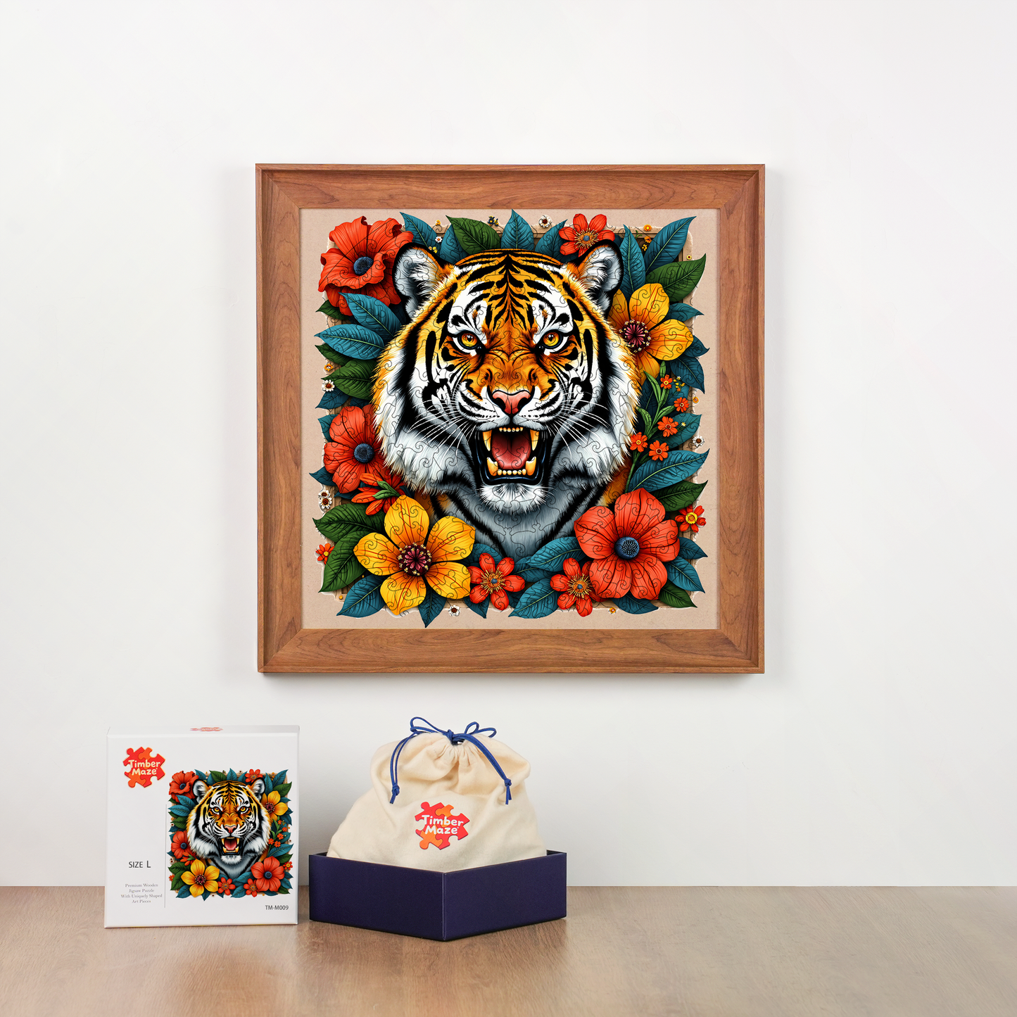 Tiger in Bloom - Wooden Jigsaw Puzzle