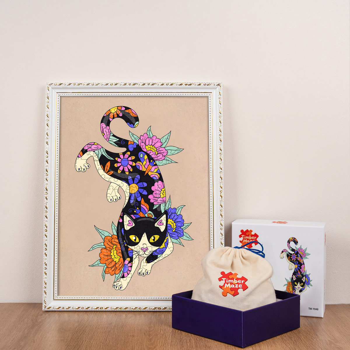 Floral Feline - Wooden Jigsaw Puzzle
