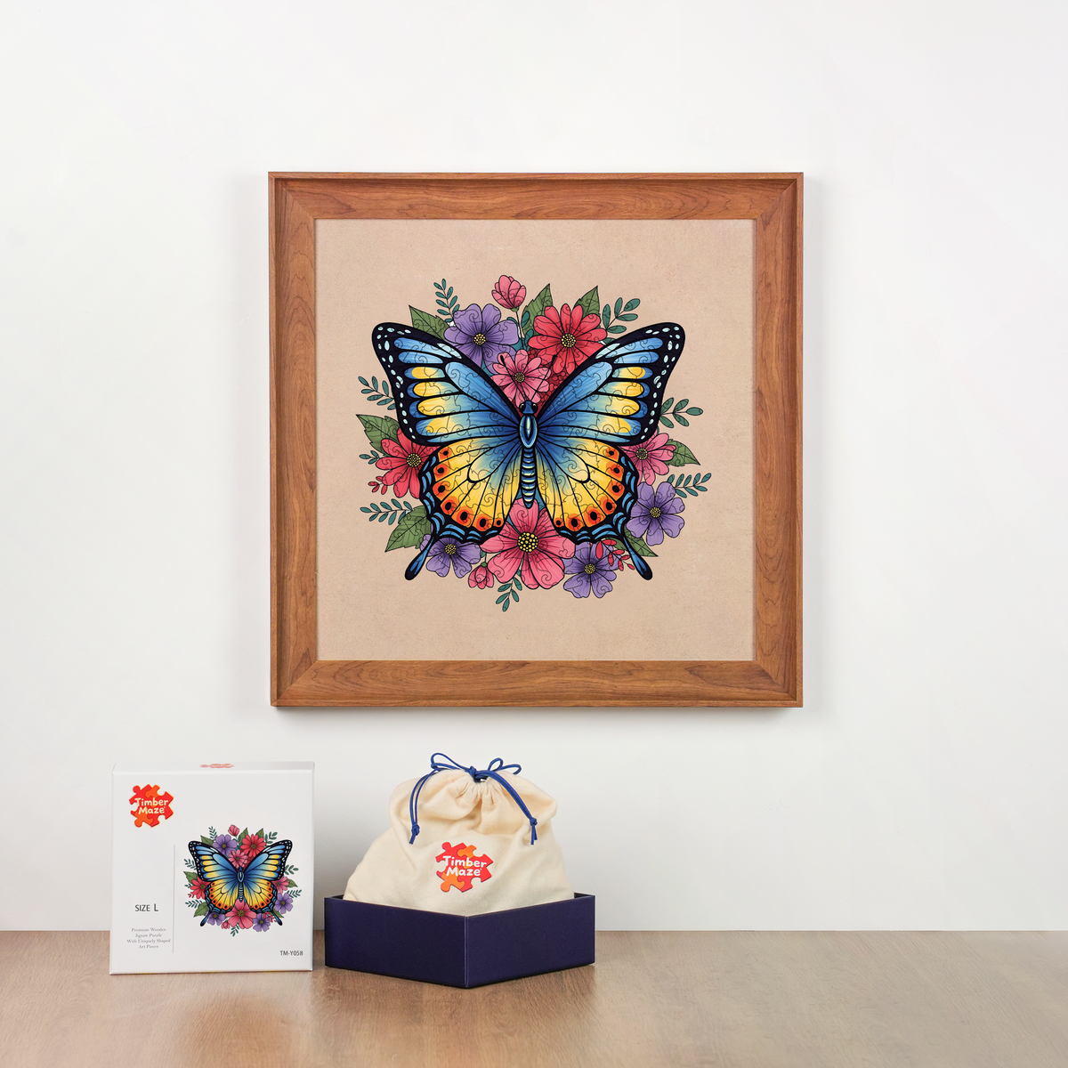 The Azure Lepidoptera - Wooden Jigsaw Puzzle