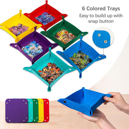 6 Colorful Puzzle Sorting Trays