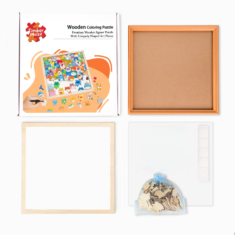 Funny Penguins - Wooden Coloring Puzzle