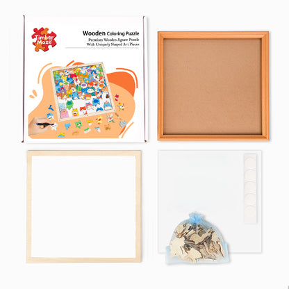 Funny Penguins - Wooden Coloring Puzzle